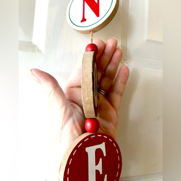 Christmas Noel Plaid Solid Letter Ornament Twine Tassel Rustic Hanging Decor New - Picture 3 of 3